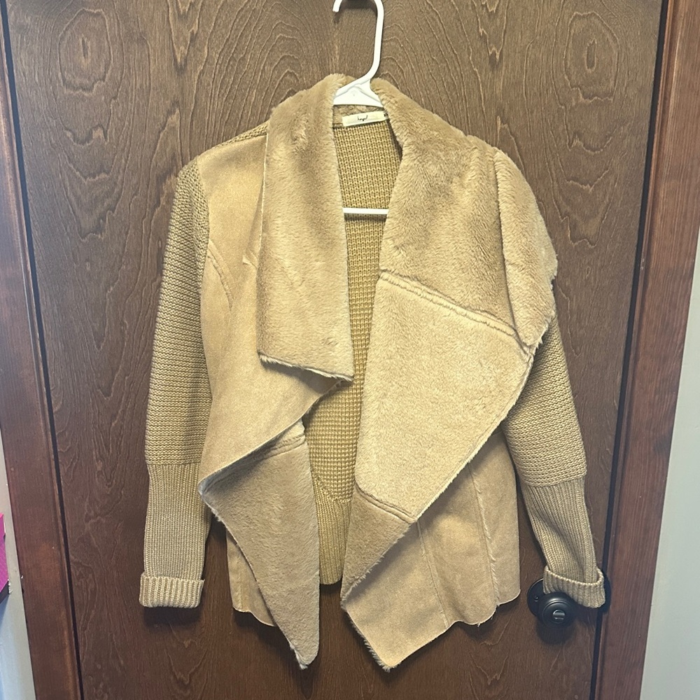 Hazel cable knit cardigan sweater with faux fur also- size XS